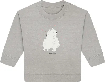 Produktbild von Mr. & Mrs. Panda Organic Baby Pullover Eisbär Umarmen 6. - 12. Monat - Heather Grey - Geschenk, Bullover, Lustige Sprüche