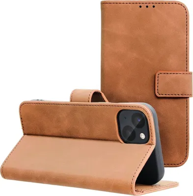 Produktbild von Tasche Holster TENDER Buch Schutzhülle Magnet Standfunktion Hülle kompatibel mit iPhone 14 Braun