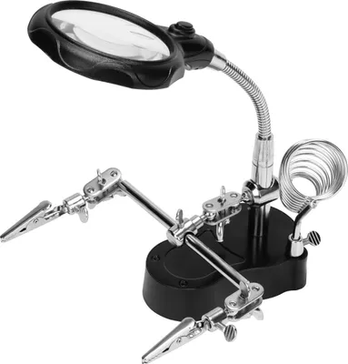 Produktbild von Kurtzy Standlupe mit Beleuchtung Helfende Hand Standlupe mit LED Licht & Löt Halter - 3,5-fache/12-fache Lupe - Einstellbare Löthilfe Dritte Hand mit