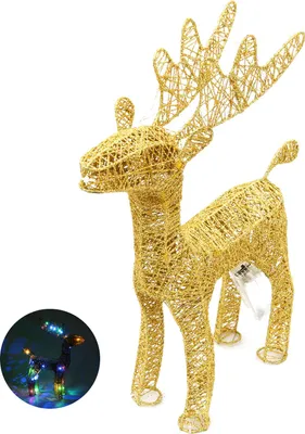 Produktbild von Beleuchtete Rentierfigur, 3D-Metallstatue mit LED-Beleuchtung für die weihnachtliche Gartendekoration