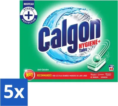 Obrázek produktu pro Calgon – čistič praček – proti vodnímu kameni – 48 tablet – výhodné balení – 5 kusů