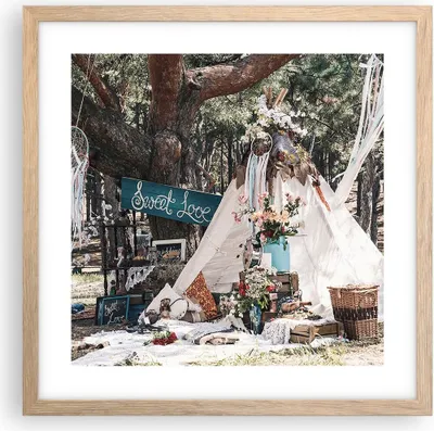 Produktbild von Gerahmtes Poster - Rahmen in heller Eiche - Jungvermählten Liebe Landschaft - 40x40 cm - Wand Bild - Wanddeko - Wandbilder - Kunstposter - Wandposter - Bilderrahmen - Bilder - P2NAC40x40-4642