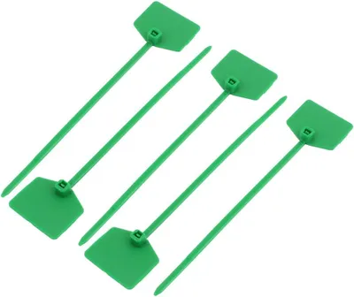 Produktbild von selbstsichernde Nylonelemente 3×120 mm, grüne Reißverschlussfaden-Etiketten, Markierungskordelverbinder