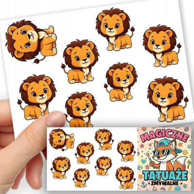 Image de TATOUAGES EPHEMERES POUR ENFANTS - Animaux Lion - 8 pcs