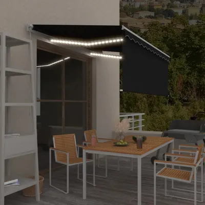 Obrázek produktu pro The Living Store Ručně stahovací markýza s roletou a LED 3x2,5 m antracitová