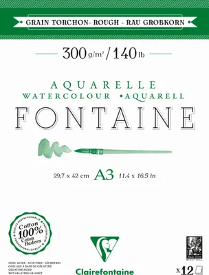 Produktbild von Clairefontaine 5x Aquarellblock 2-seitig geleimt A3, 12 Blatt weiß 975952C