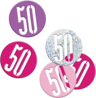 Produktbild von Konfetti rosa & silber Zahl 50