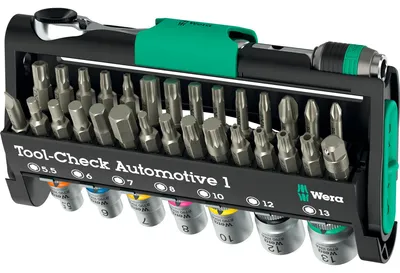 Produktbild von Wera Tool-Check Automotive 1, 1 Stück(e), Schwarz, Grün, Edelstahl, Edelstahl, 478 g, 51 mm, 218 mm