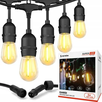 Produktbild von SuperLED Giardi LED-Gartengirlande 5m mit 5 Glühbirnen