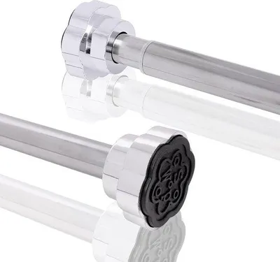 Image de Tringle à rideau de douche avec barre télescopique en acier inoxydable - sans perçage - pour la salle de bains et la cuisine - longueur 355-59 cm - acier inoxydable