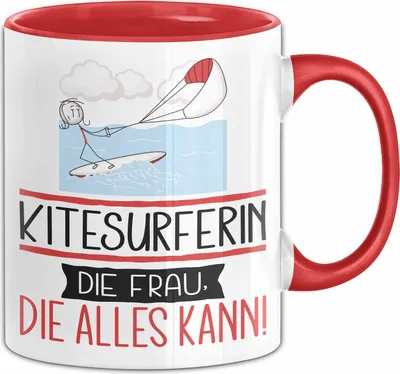 Produktbild von Kitesurferin Geschenk Tasse Becher Die Frau Die Allen Kann Geschenkidee für eine Kitesurferin Lustig (Rot)