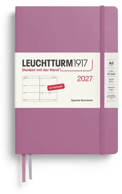 Zdjęcie produktu dla Kalendarz tygodniowy LEUCHTTURM1917 na rok 2027, format średni (A5) - kolor: pudrowy róż, okładka: twarda