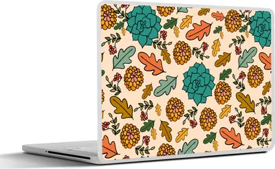 Produktbild von MuchoWow® Laptop Aufkleber Sticker Cover Herbst - Blumen - Muster 25x18 cm - Laptop-Deko