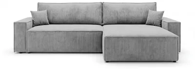 Produktbild von CORNERO Ecksofa mit schlaffunktion VIENNA rechts grau Cord Poso 55 - Schlaffunktion, Bettkasten