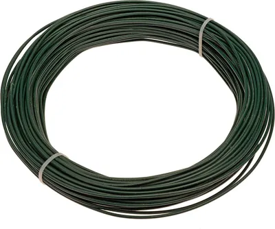 A coil of green wire on a white background.