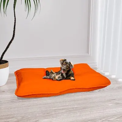 Productafbeelding van Ibenzoa® Hondenkussen van 100% microvezel, gecertificeerd – Comfortabel ligplaats voor honden, oranje, 60x100 cm, wasbaar in de machine op 40°C