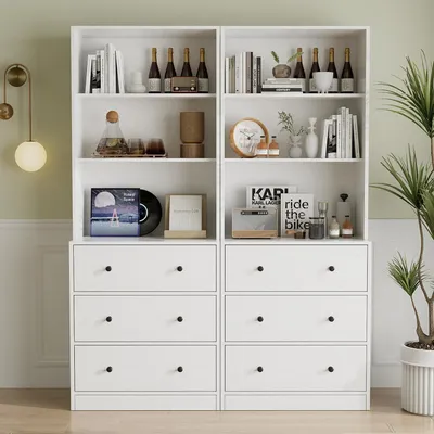 Immagine prodotto di Libreria con ante in vetro, 5 ripiani, altezza 180 cm, colore bianco
