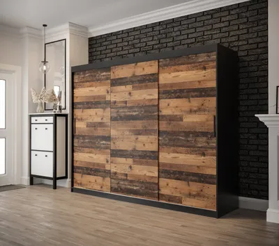 Obrázek produktu pro Třídveřová šatní skříň ORISA 1 - šířka 250 cm, černá / old style