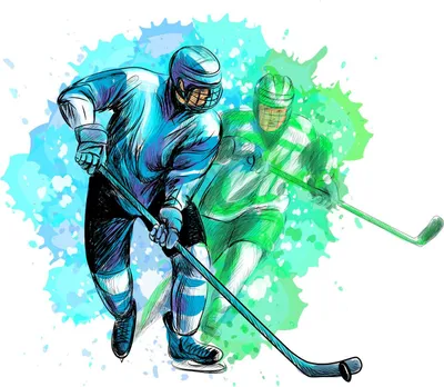 Produktbild von 191 Wandtattoo Eishockey Spieler grün blau - Größe 750 x 680 mm