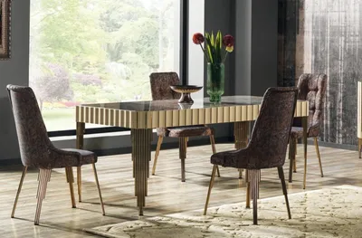 Produktbild von Modern Esstisch 4х Stühle Esszimmer Set Designer Garnitur 5tlg stil Tisch