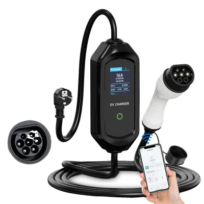 Immagine prodotto di Caricabatterie portatile per auto elettriche, controllo intelligente Wi-Fi, corrente regolabile, tipo 2