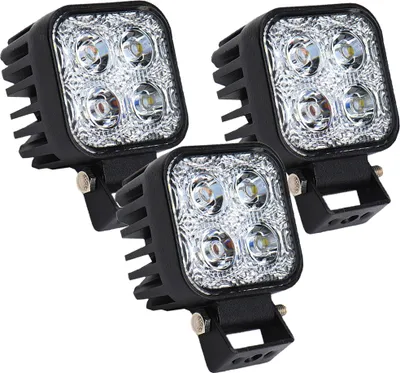 Produktbild von Greenmigo 3pcs 12W LED Scheinwerfer Flutlicht Rückfahrscheinwerfer IP67 Wasserdicht Arbeitsscheinwerfer 12V 24V