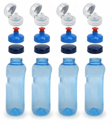 Produktbild von 4x 0,75L Kavodrink Wasserflasche Trinkflasche + 4x FlipTop + 4x Push-Pull, KI-generiertes Bild