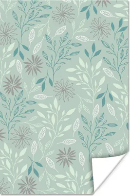 Produktbild von MuchoWow® Poster Blätter - Blumen - Muster 80x120 cm - Papierdruck
