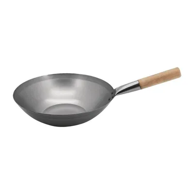 Immagine prodotto di Wok Vogue in acciaio con fondo piatto da 330 mm