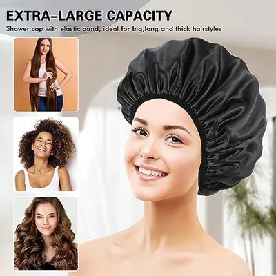 Wasserdichte Duschhaube für Damen und Herren - Große Duschhaube mit elastischem Band