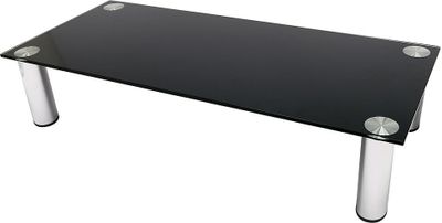 Mucola TV-Aufsatz Glas Fernseherhöhung Glasaufsatz TV-Rack  Ständer Bildschirm Regal Erhöhung - Schwarz 80 cm