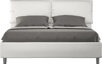 Productafbeelding van ITYHOME - Gestoffeerd bed met bedlade, 160x200 cm, met kunstlederen bekleding, wit, slaapbank