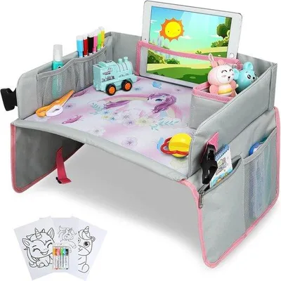 Produktbild von Kinderreisetisch mit Tabletthalter und Aufbewahrungstaschen