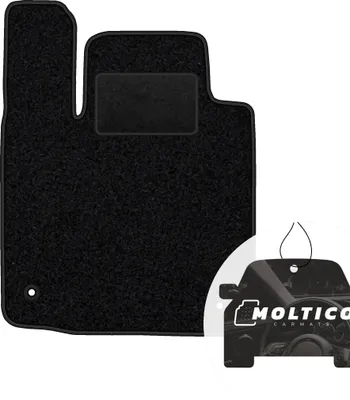Produktbild von moto-MOLTICO Fahrer Fußmatte Auto Velours Fahrerseite Autoteppiche Schwarz Fahrermatte 1-teilig passend für Renault Twingo II 2007-2014