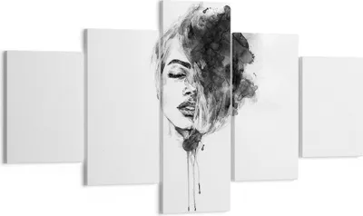 Produktbild von Bild auf Leinwand - Leinwandbild - 5 Teile - Frau Gesicht Abstraktion - 125x70cm - Wand Bild - Wanddeko - Wandbilder - Leinwanddruck - Bilder - Wanddekoration - Leinwand bilder - EA125x70-4934