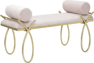 Produktbild von Casa Padrino Luxus Sitzbank Rosa / Gold 112,5 cm - Luxus Interior