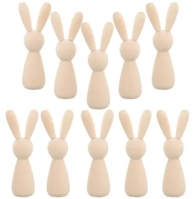 10er-Pack unbehandelte Holz-Hasenpuppen zum Bemalen, DIY