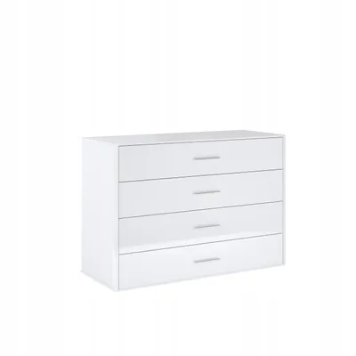 Produktbild von Kommode Starcosy – 4 Schubladen – Weiß Hochglanz – Modern – 110×45×77 cm – Stauraum für Schlafzimmer Wohnzimmer Flur