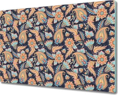 Produktbild von Glas Schneidebrett Herdabdeckplatten Schneideplatten - 80x52 cm - Paisley blau