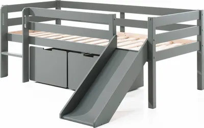 Produktbild von Kojenbett mit Rutsche Karolina 208x175x83 Massivholz Grau