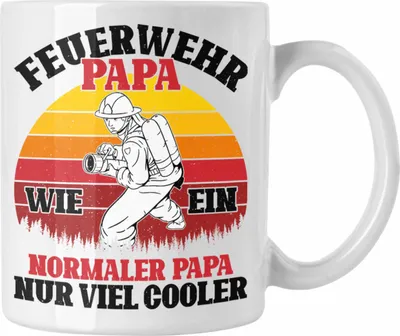 Produktbild von Trendation - Feuerwehr Papa Geschenk Tasse Feuerwehrmann Vater Vatertag Spruch (Weiß)