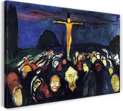 Produktbild von Leinwandbild (60x40cm): Edward Munch - Golgotha, echter Holz-Keilrahmen inkl. Aufhänger, handgefertigt in Deutschland