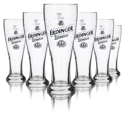 Produktbild von 6x Erdinger Urweisse Glas 0,5l Weißbierglas Hefeweizen Gläser Tropfen-Design