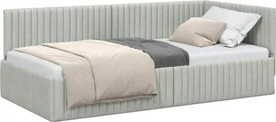 Obrázek produktu pro Rohový rám postele s čelem světle šedý 100 cm x 200 cm látka