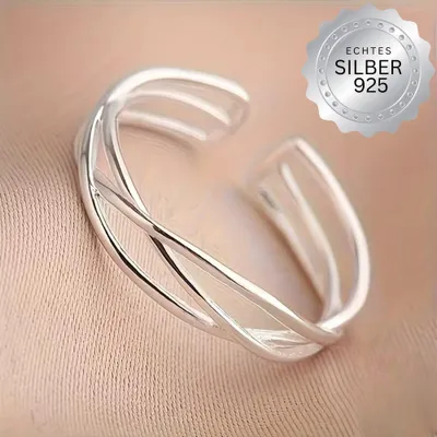 Produktbild von XCOAST Fingerring 925 Sterling Silber – Triline Design, verstellbar