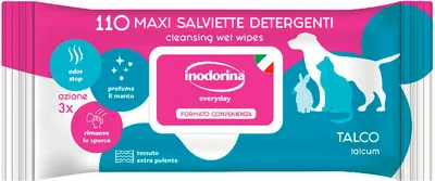 Produktbild von Feuchttücher für Haustiere Inodorina Talco 110 Stück