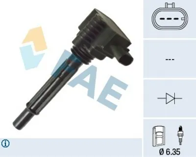 Produktbild von FAE 80390 Zündspule für FIAT 500 (312) 500 C (312) PUNTO (199) Panda Schrägheck (312, 319) für ALFA ROMEO MITO (955)