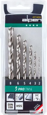 Obrázek produktu pro Alpen Spiralbohrersatz HSS PRO TM 6 mit Kunststoffkassette, 6-tlg