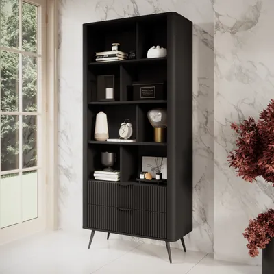Produktbild von AX LIVING Vespasia modernes Bücherregal 88,2 x 193,8 x 38 cm schwarz
