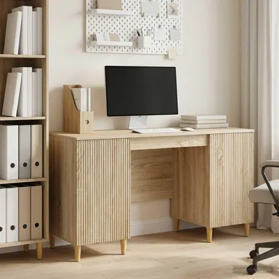 Produktbild von vidaXL Schreibtisch Sonoma-Eiche 142,5 x 50 x 75 cm Holzwerkstoff